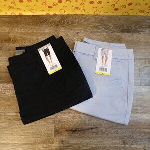 MATTY M 2 Pair Women's NWT Bermuda Shorts Flat Front Navy Blue & Blue - Sm